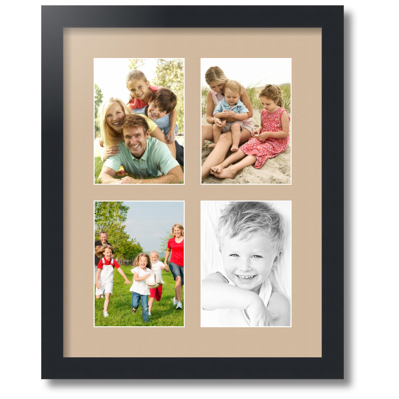 ArtToFrames Collage Photo Picture Frame with 4 - 5x7 inch Openings, Framed in Black with Over 62 Mat Color Options and Regular Glass (CSM-3926-3)